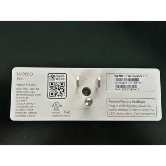 $37 Ea. WEMO MINI Smart Plug BUNDLE of 5 works with Google, Alexa, Siri - Picture 4 of 8